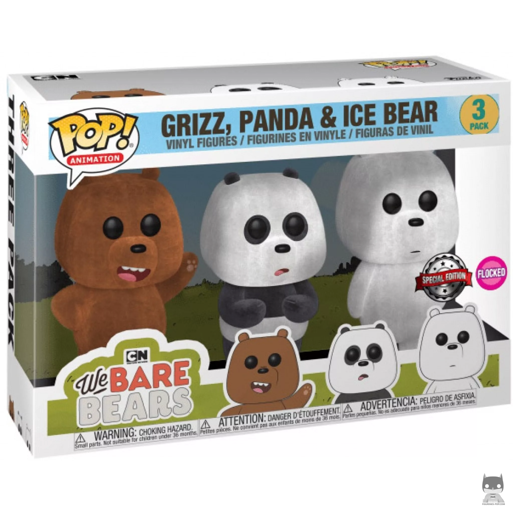 Figurine Funko POP Grizzly, Panda & Polaire (Flocked) avec boîte