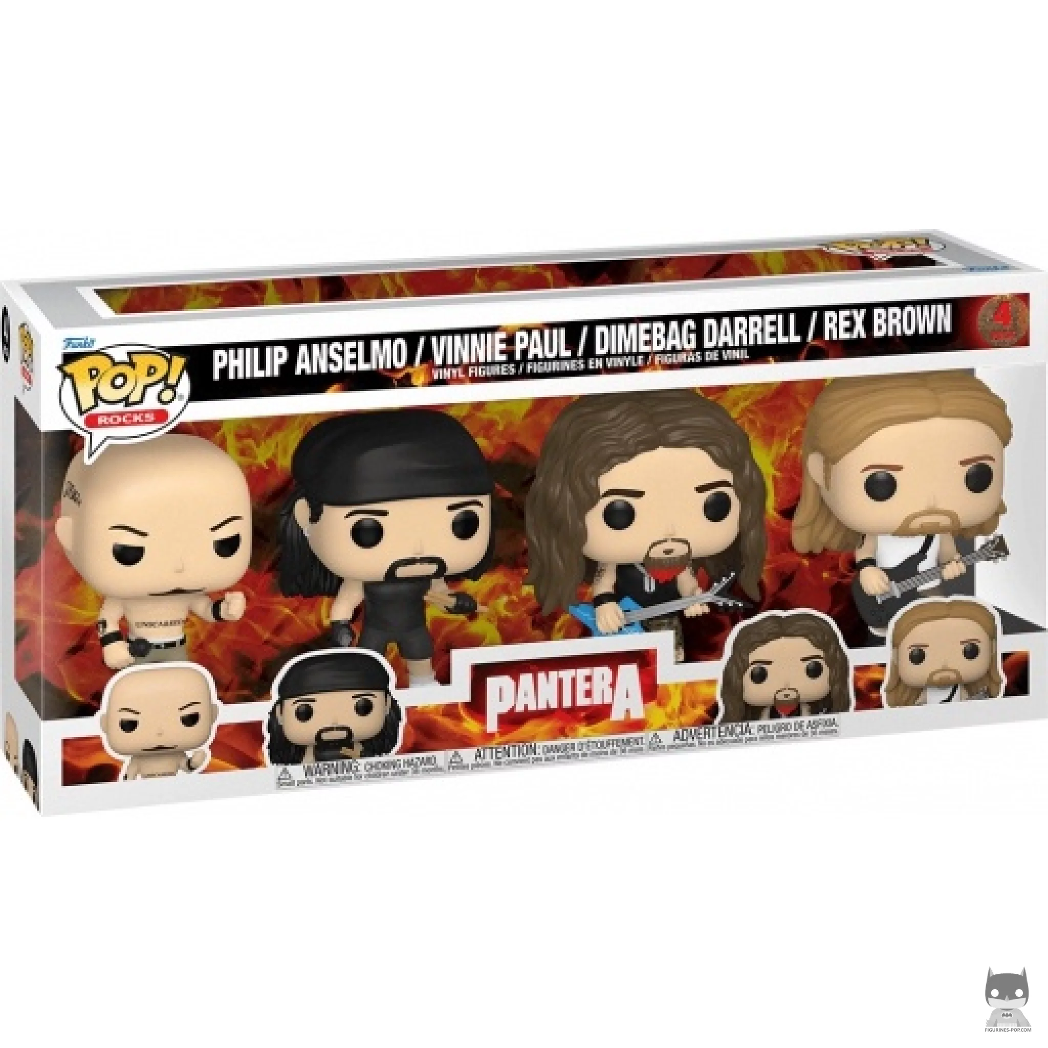 Figurine Funko POP Philip Anselmo, Vinnie Paul, Dimebag Darrell & Rex Brown avec boîte