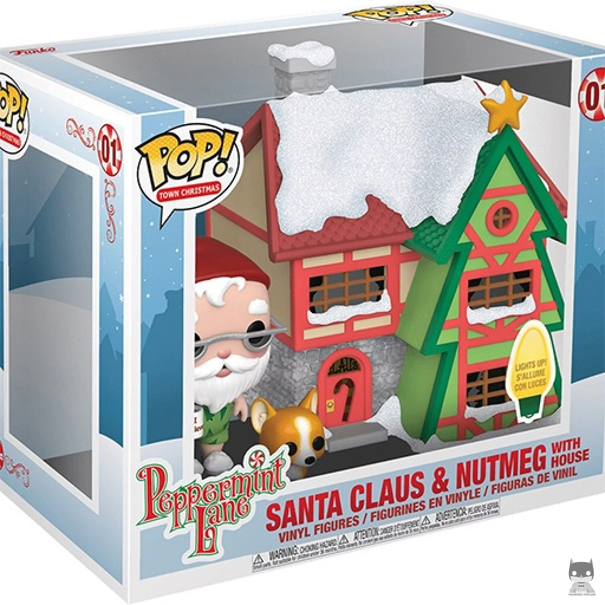 Figurine Funko POP Père Noël & Nutmeg devant sa maison avec boîte