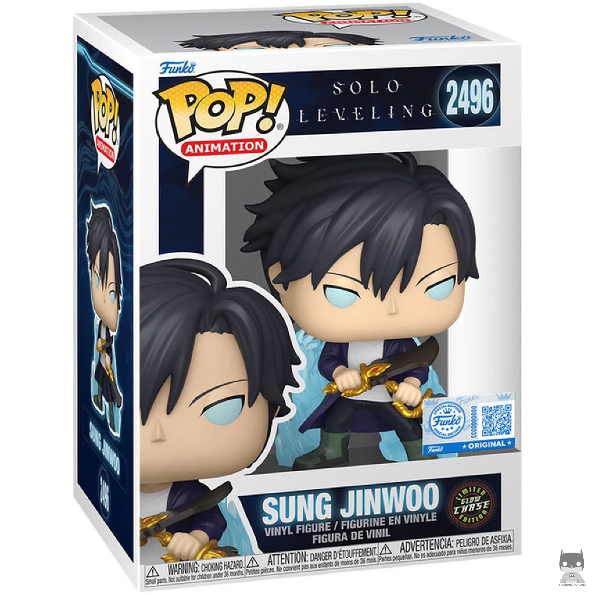 Figurine Funko POP Sung Jinwoo (Chase & Glow in the Dark) avec boîte