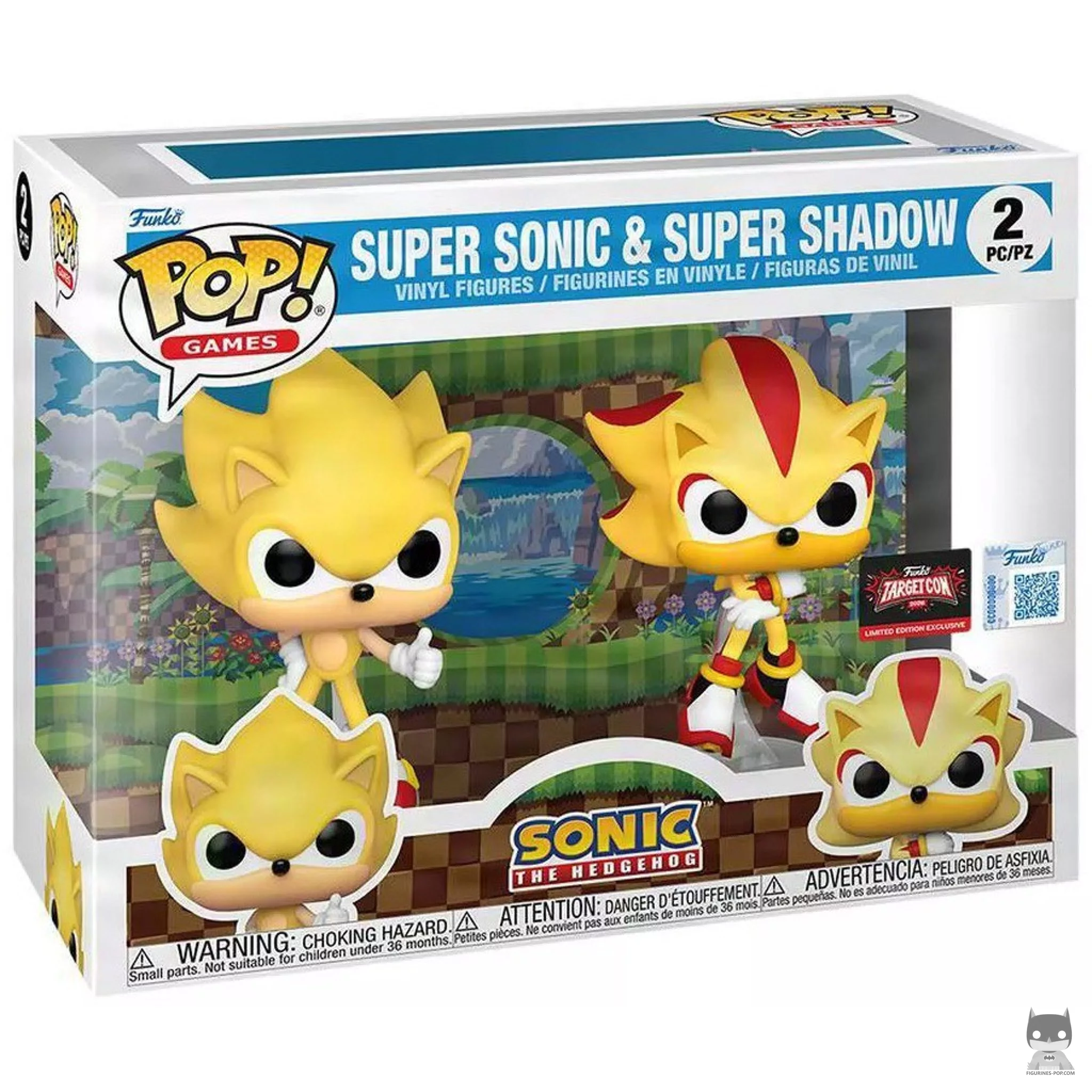 Figurine Funko POP Super Sonic & Super Shadow (Flocked) (Sonic le Hérisson)