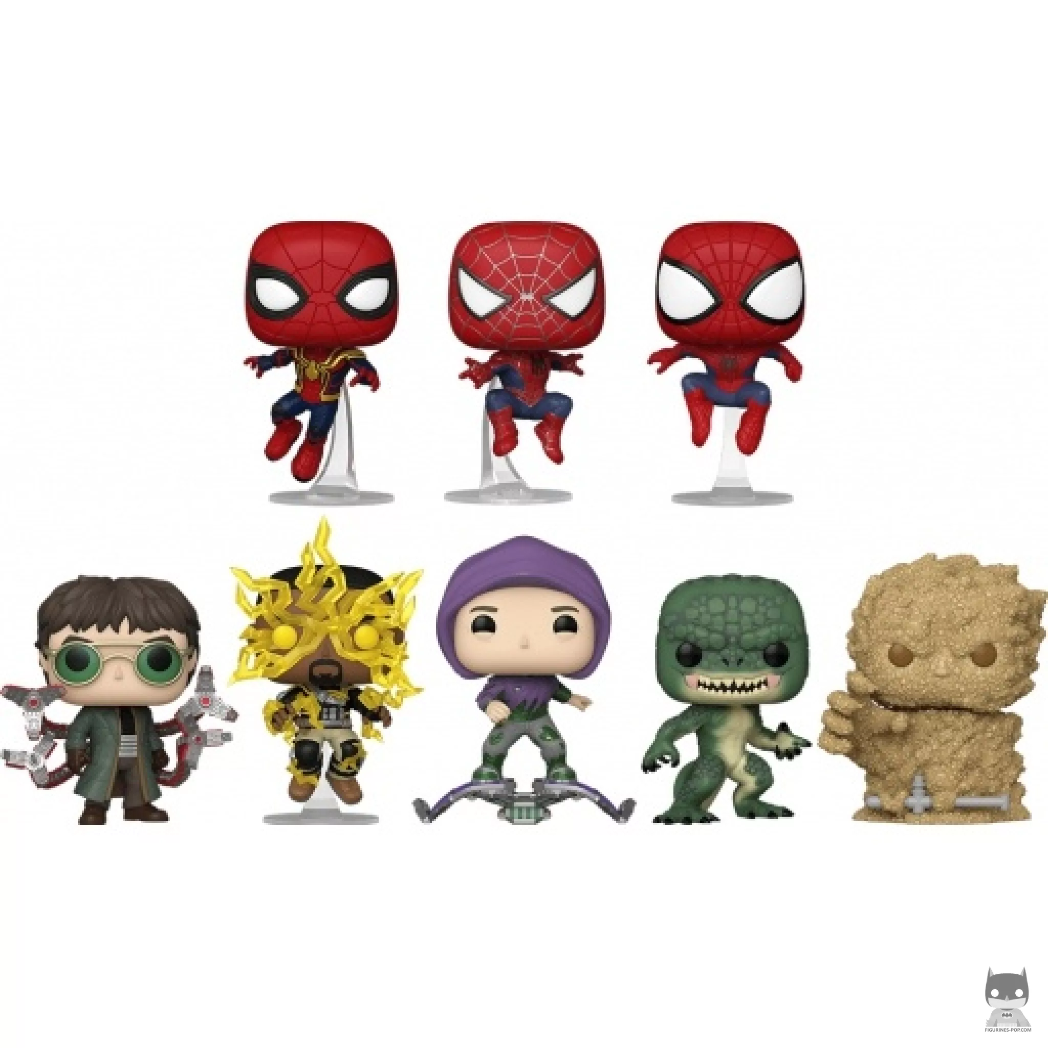 Figurine Funko POP Spider-Man, Spider-Man Un ami qui vous veut du bien, The Amazing Spider-Man, Docteur Octopus, Electro, Bouffon Vert, Le Léazrd & L'Homme Sable (Spider-Man : No way Home)