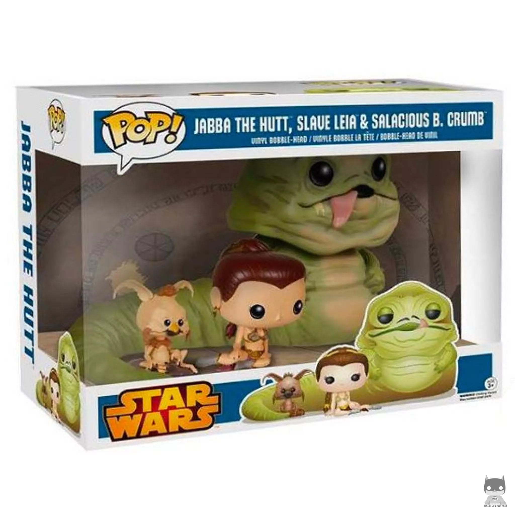 Figurine Funko POP Jabba le Hutt, Leia Esclave & Salacious B. Crumb avec boîte