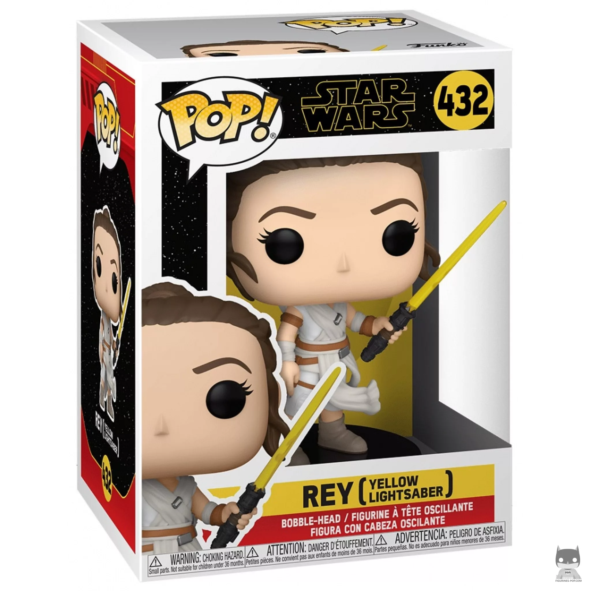 Figurine Funko POP Rey avec Sabre Laser Jaune avec boîte