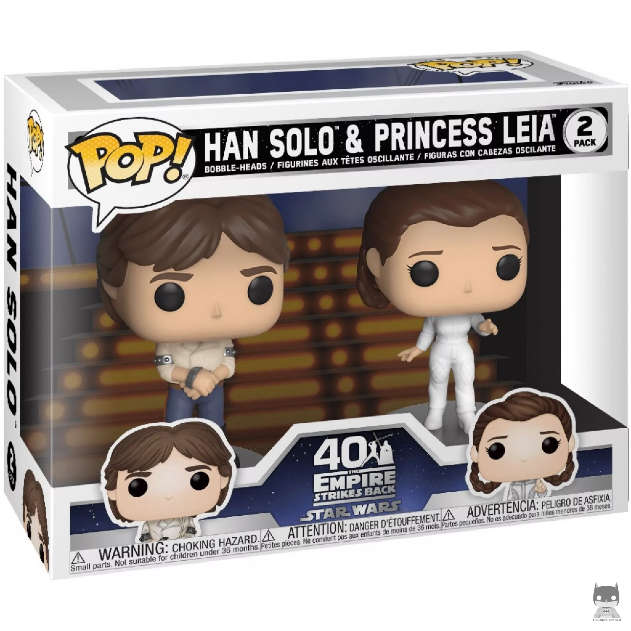 Figurine Funko POP Han Solo & Princesse Leia avec boîte