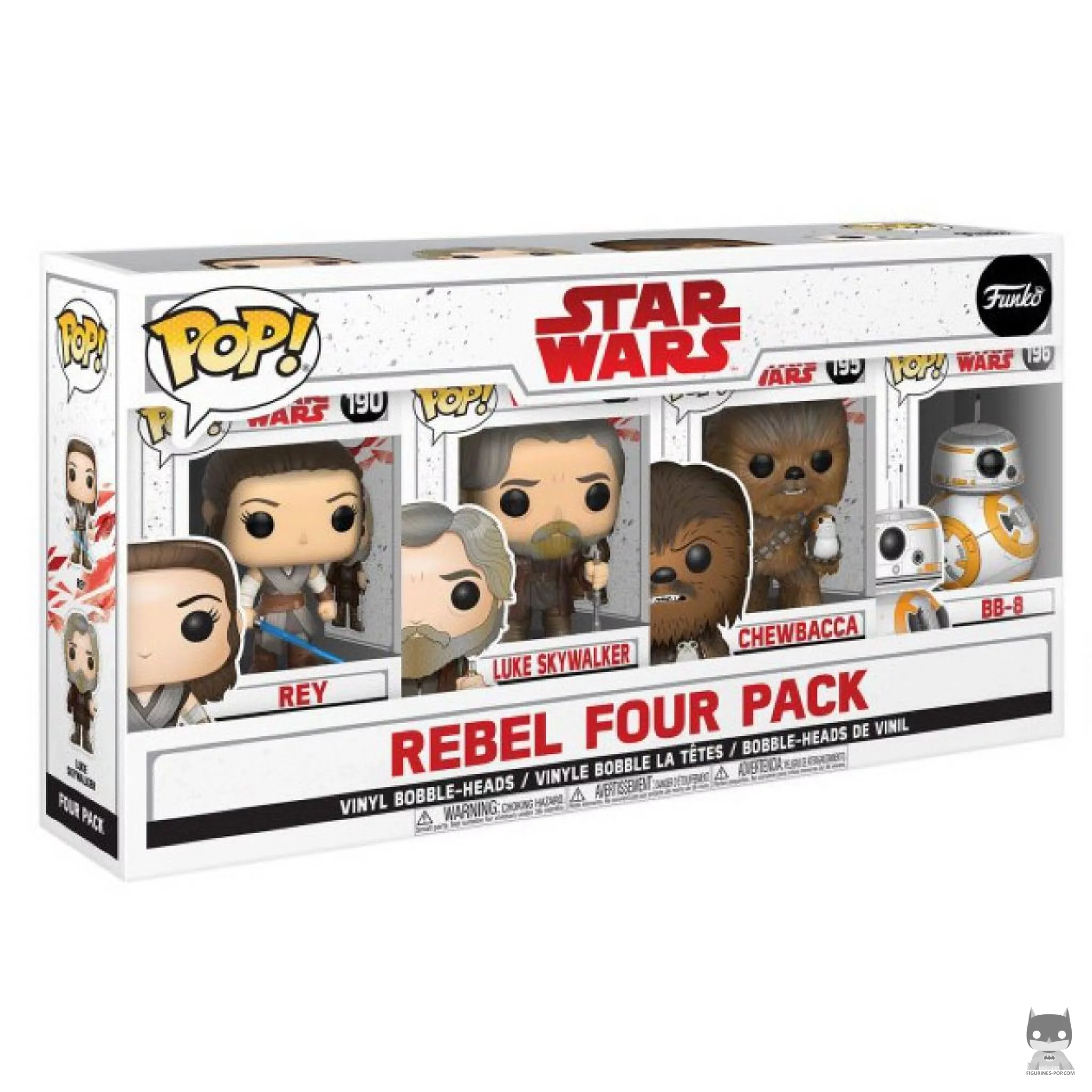 Figurine Funko POP Les Gentils (Rey, Luke Skywalker, Chewbacca & BB-8) avec boîte