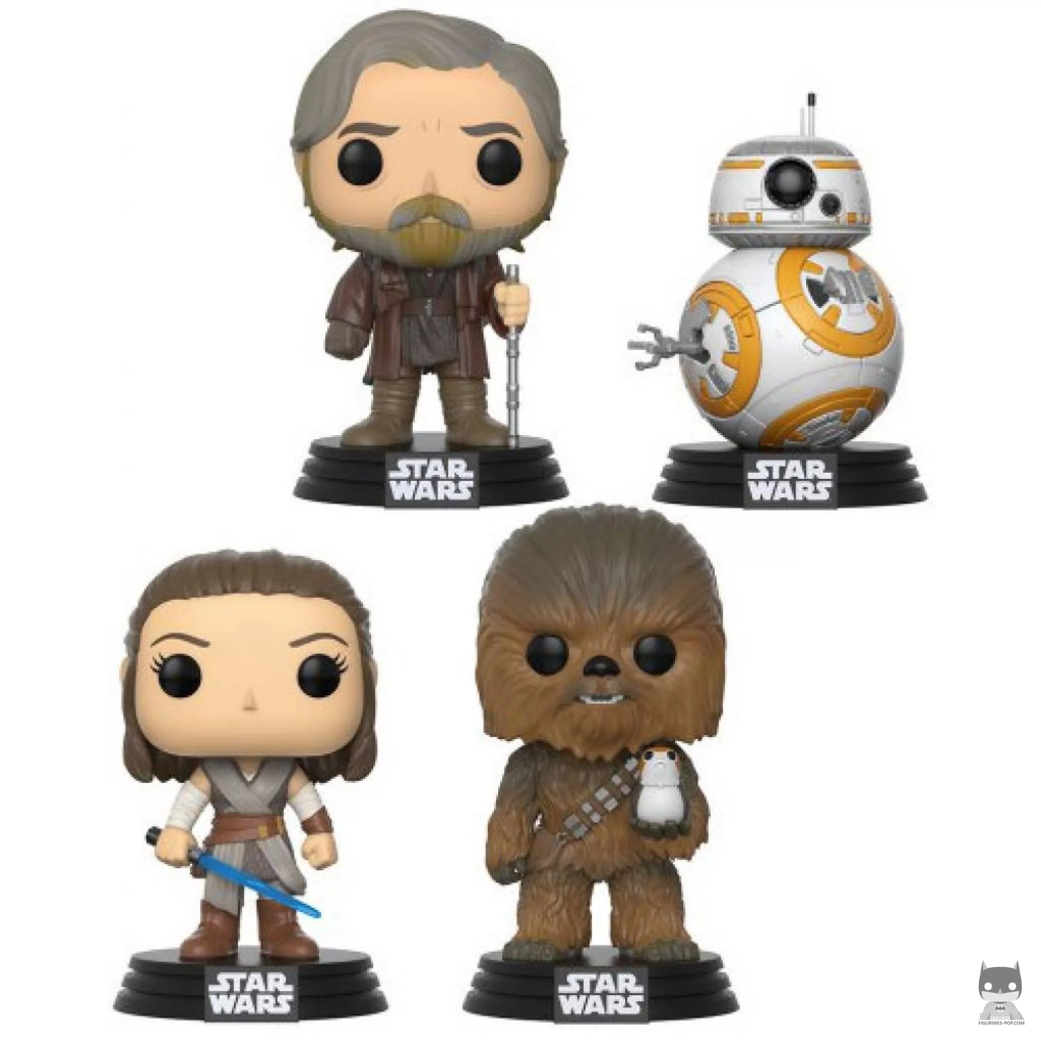 Figurine Funko POP Les Gentils (Rey, Luke Skywalker, Chewbacca & BB-8) (Star Wars : Episode VIII, Les Derniers Jedi)