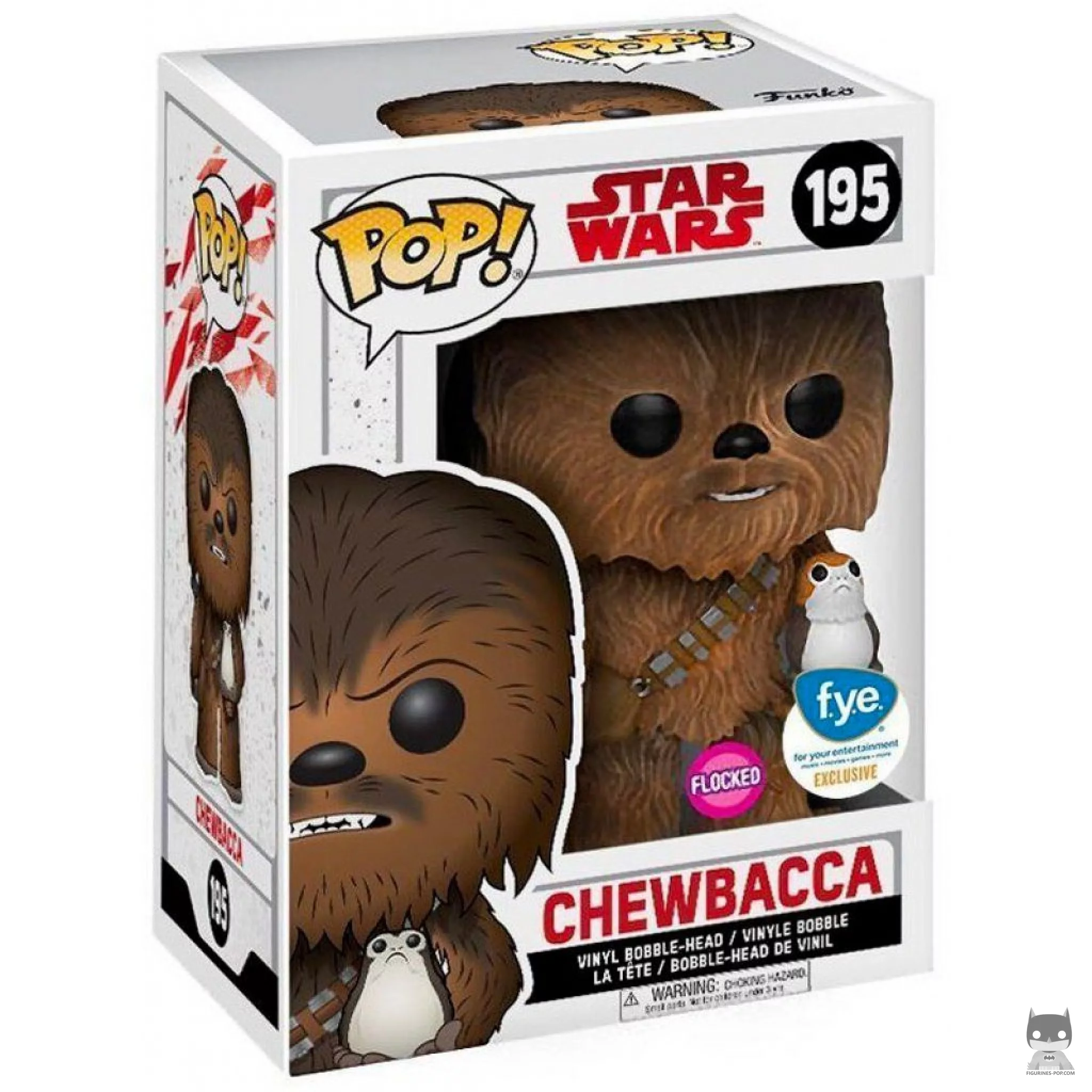 Figurine Funko POP Chewbacca avec Porgs (Flocked) avec boîte