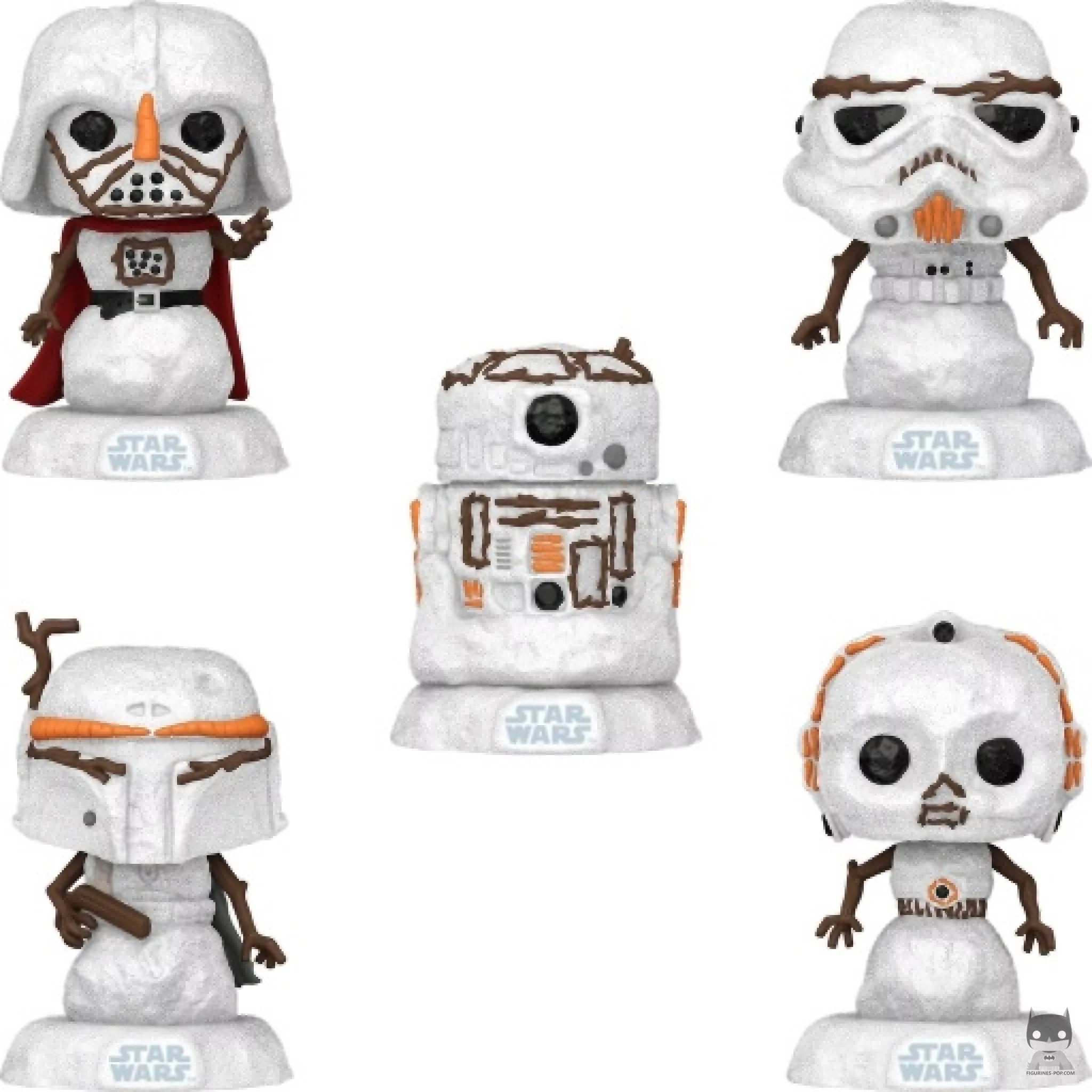Figurine Funko POP Dark Vador, Stormtrooper, Boba Fett, C-3PO & R2-D2 Bonhommes de neige (Star Wars (Noël))
