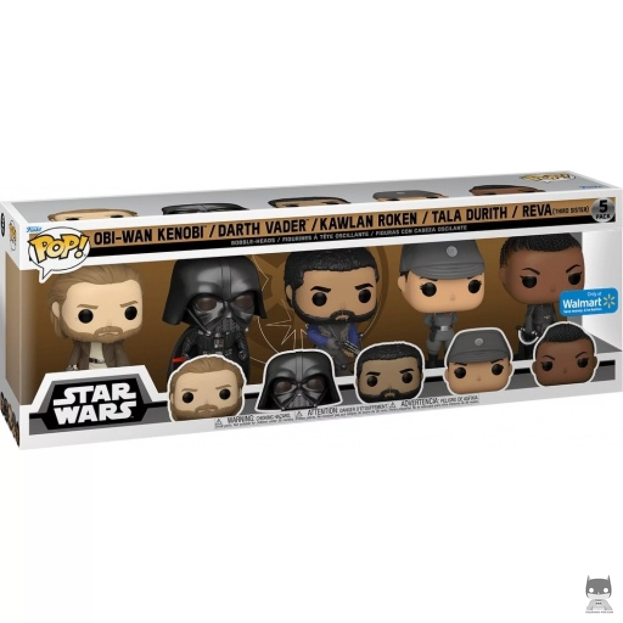 Figurine Funko POP Obi-Wan Kenobi, Dark Vador, Kawlan Rowken, Tala Durith & Reva (La Troisième Sœur) avec boîte