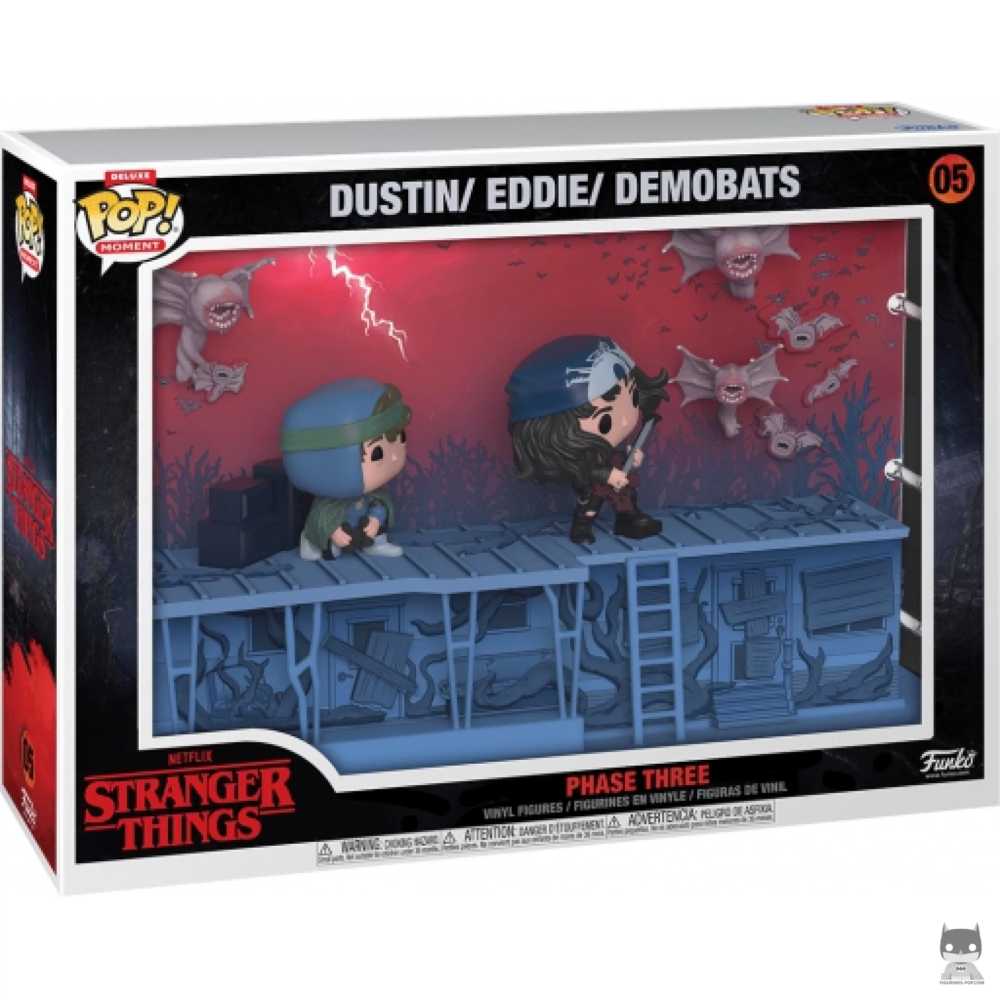 Figurine Funko POP Phase Trois : Dustin, Eddie & Demobats avec boîte