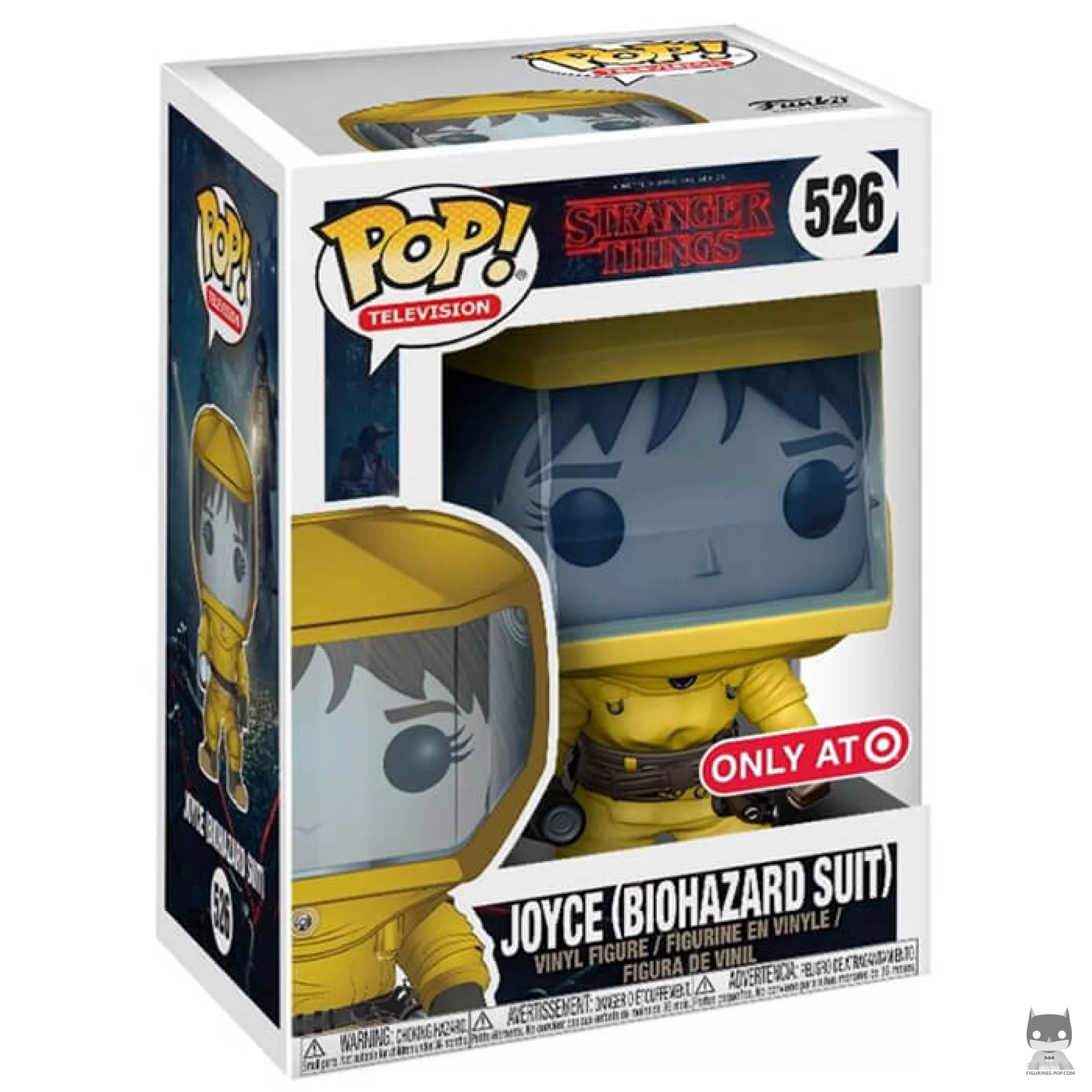 Figurine Funko POP Joyce Byers en combinaison de protection avec boîte