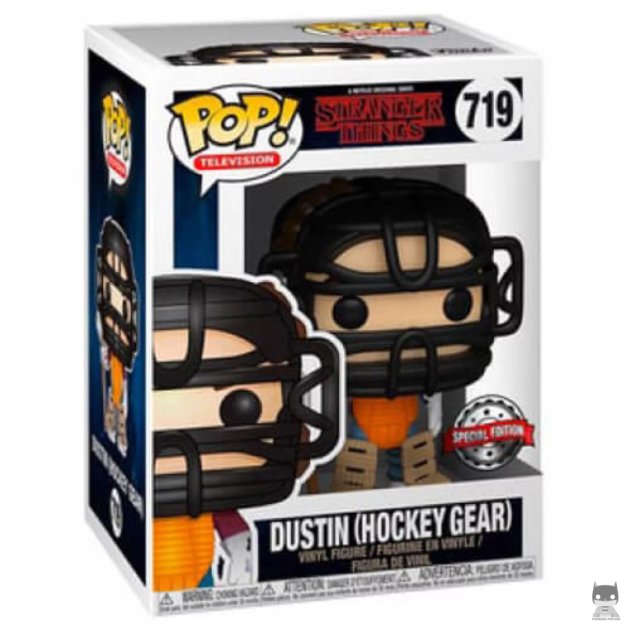 Figurine Funko POP Dustin avec équipement de hockey avec boîte