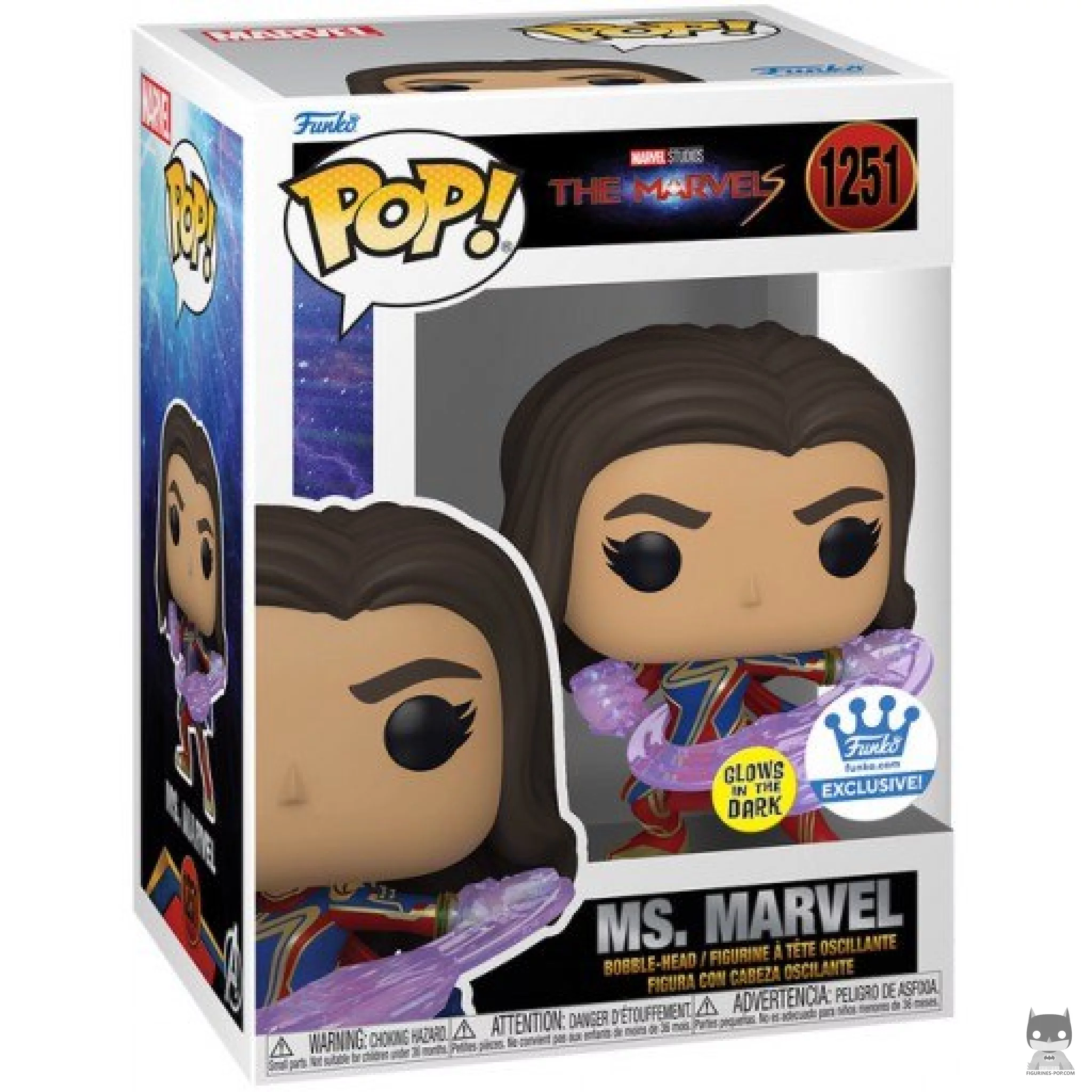 Figurine Funko POP Miss Marvel (Glow in the Dark) avec boîte