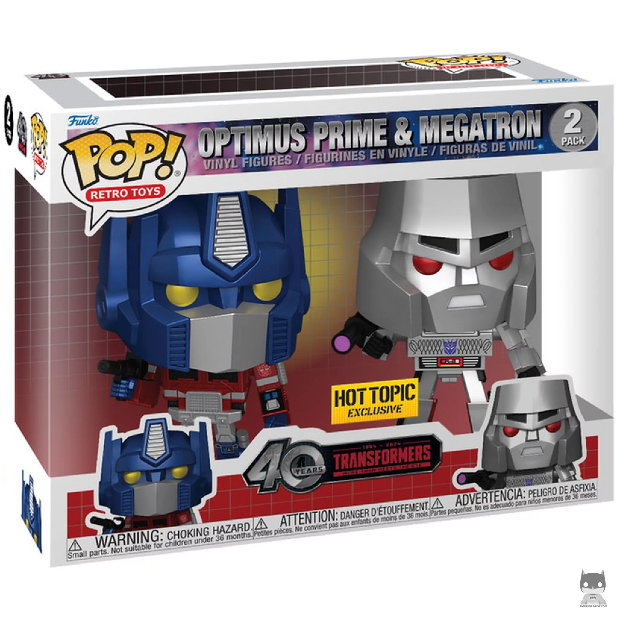 Figurine Funko POP Optimus Prime & Megatron (Metallic) avec boîte