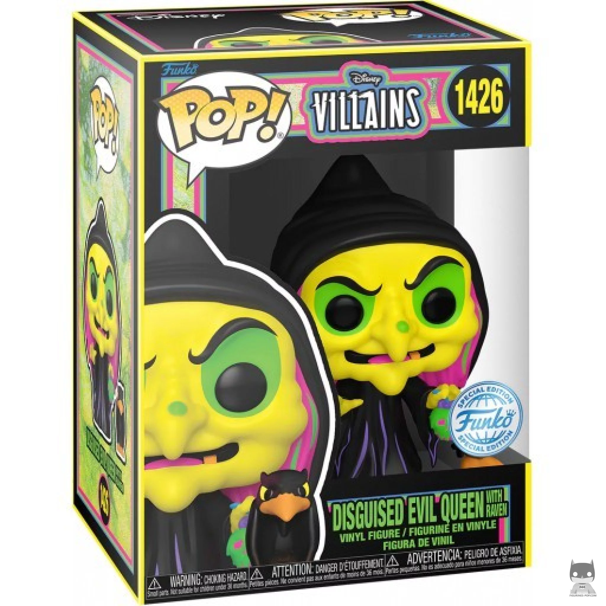 Figurine Funko POP Reine Maléfique déguisée avec Corbeau (Black Light) avec boîte