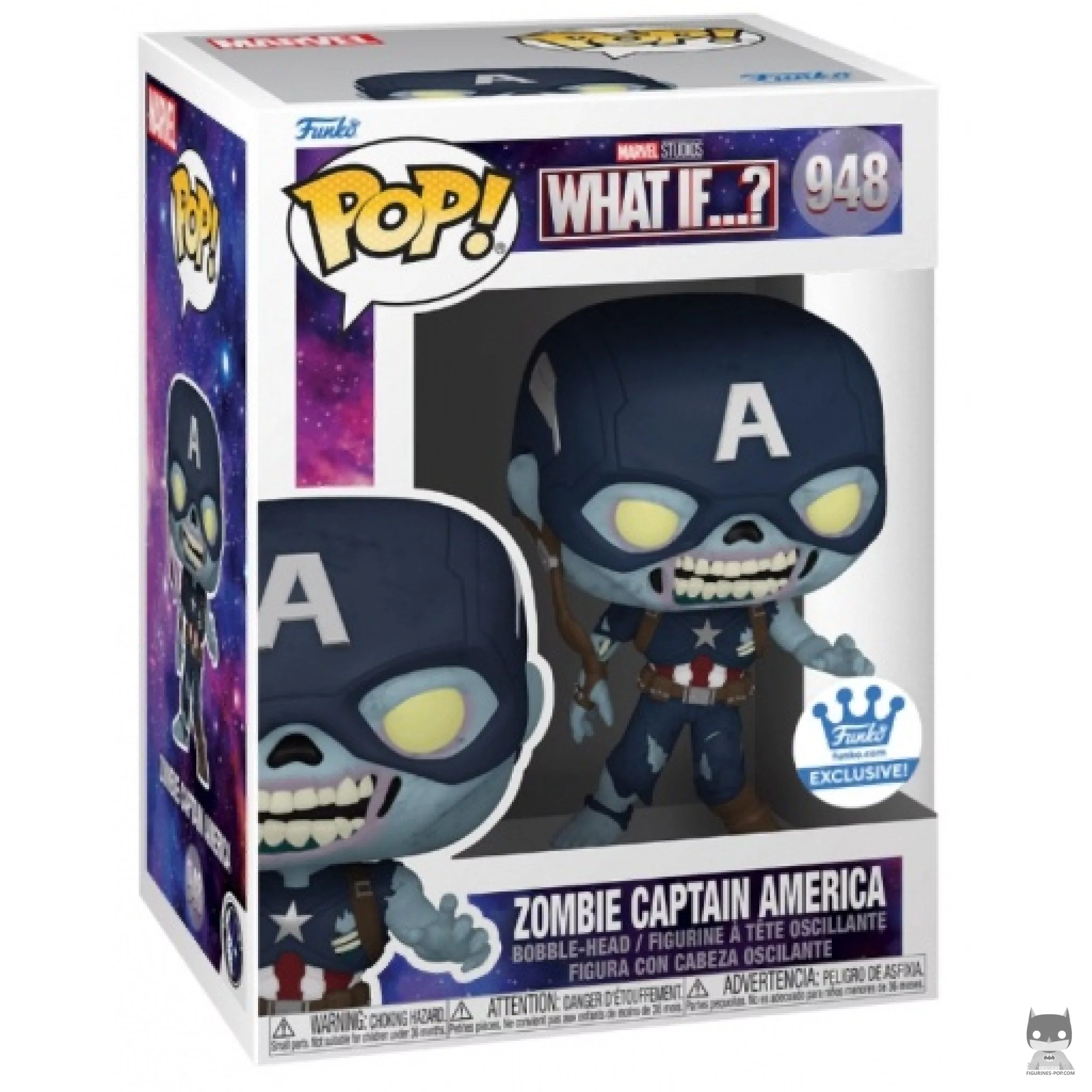Figurine Funko POP Zombie Captain America avec boîte