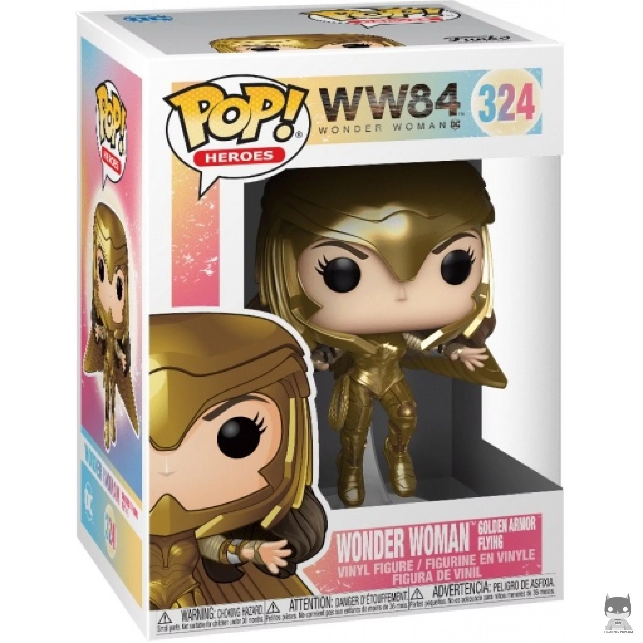 Figurine Funko POP Wonder Woman Armure en Or en vol (Metallic) avec boîte