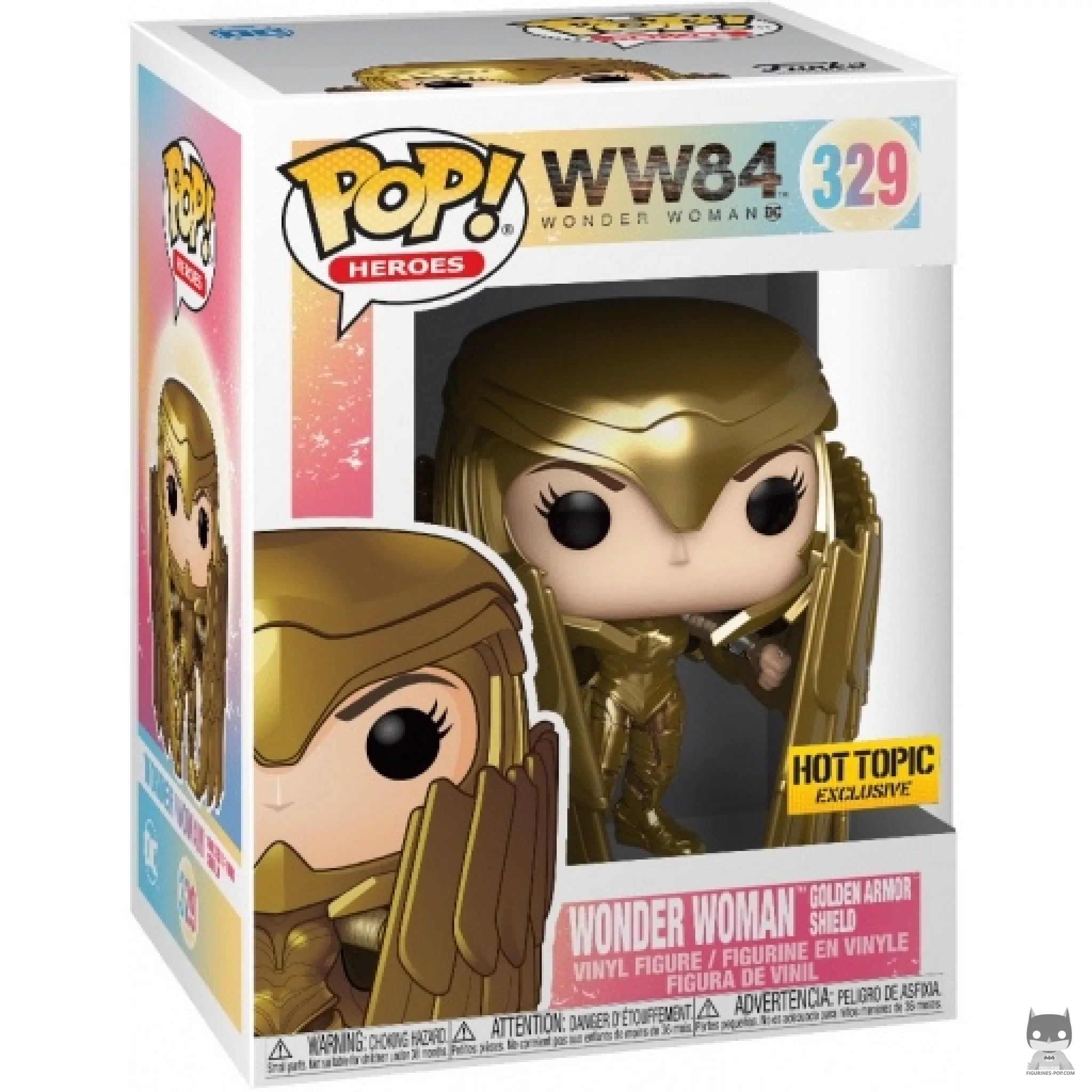 Figurine Funko POP Wonder Woman Armure & Bouclier en Or (Metallic) avec boîte
