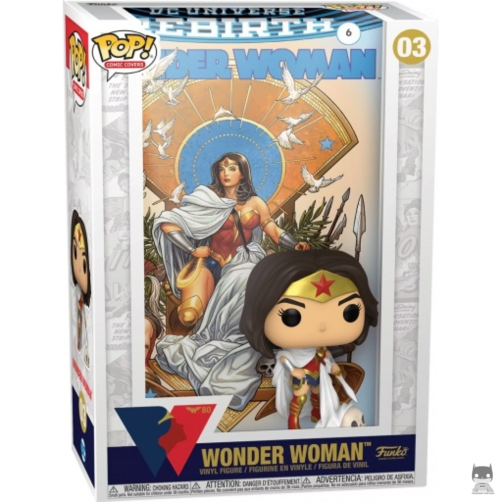 Figurine Funko POP Wonder Woman Rebirth on Throne avec boîte