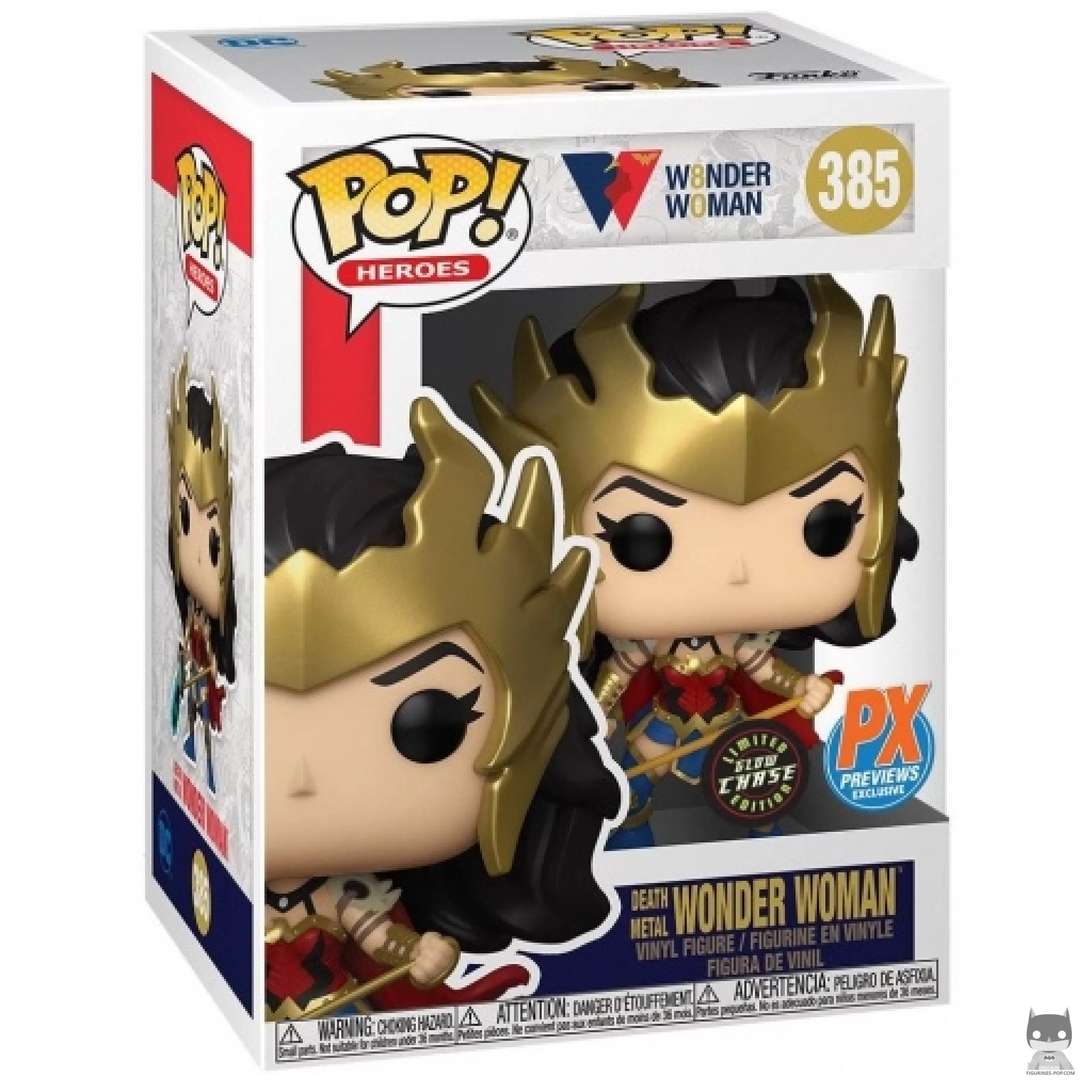 Figurine Funko POP Death Metal Wonder Woman (Chase & Glow in the Dark) avec boîte