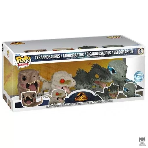 Figurine Funko POP Tyrannosaurus, Atrociraptor, Giganotosaurus & Velociraptor (Jurassic World Le Monde d'Après)