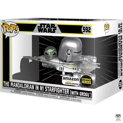 Figurine Funko POP Hyperspace Heroes : Le Mandalorien dans le Chasseur N1 avec Grogu (Exclusive)