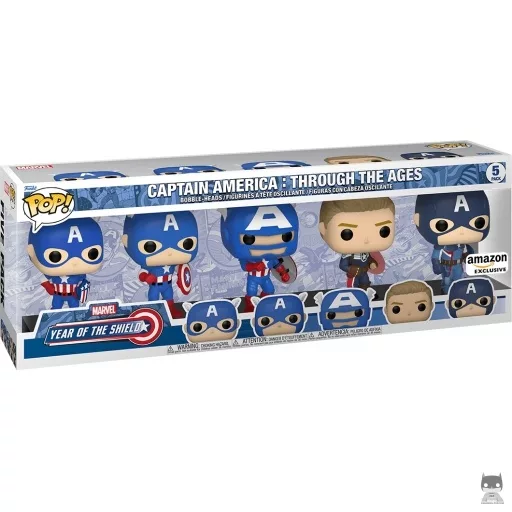 Figurine Funko POP Captain America : Through the Ages Pack (Vintage Cap, The Captain, Exosuit Cap, Shield Director Cap & Modern Captain America) (Pop! Vinyl)