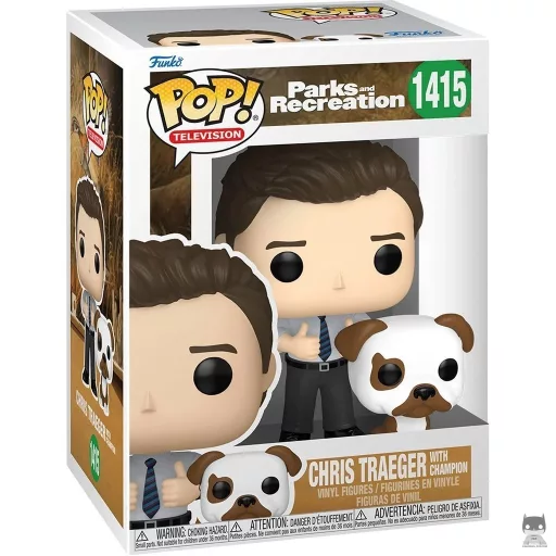 Figurine Funko POP Chris Traeger avec Champion (Parcs et Loisirs)