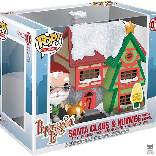 Figurine Funko POP Père Noël & Nutmeg devant sa maison (Peppermint Lane)