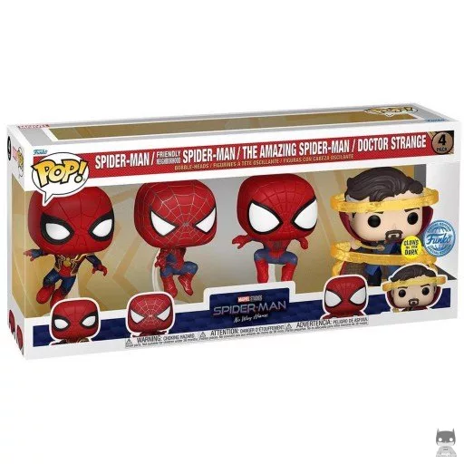 Figurine Funko POP 3 Spider-Man (Tom Holland, Andrew Garfield & Tobey Maguire) & Doctor Strange (Glow in the Dark) (Spider-Man : No way Home)
