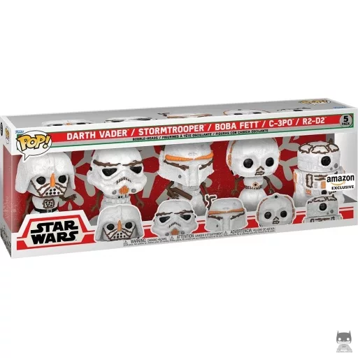 Figurine Funko POP Dark Vador, Stormtrooper, Boba Fett, C-3PO & R2-D2 Bonhommes de neige (Pop! Vinyl)