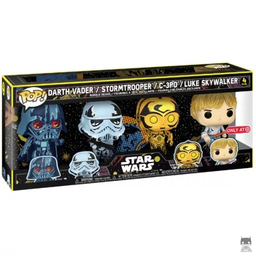 Figurine Funko POP Dark Vador, Luke Skywalker, C-3PO & Stormtrooper (Star Wars : Retro Series)