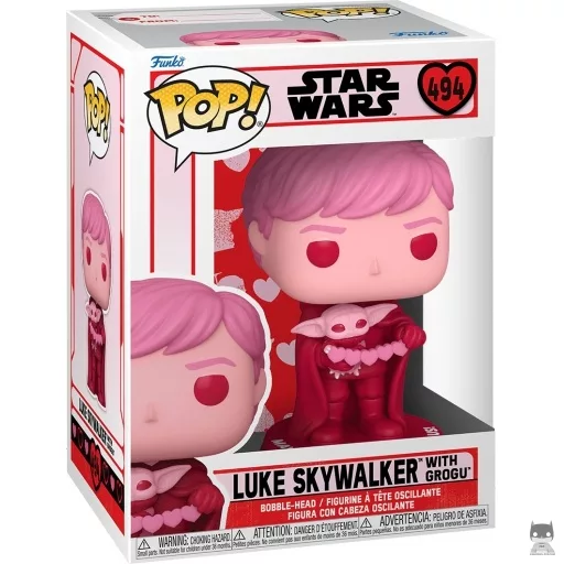 Figurine Funko POP Luke Skywalker avec Grogu (Rose) (Star Wars (Saint Valentin))