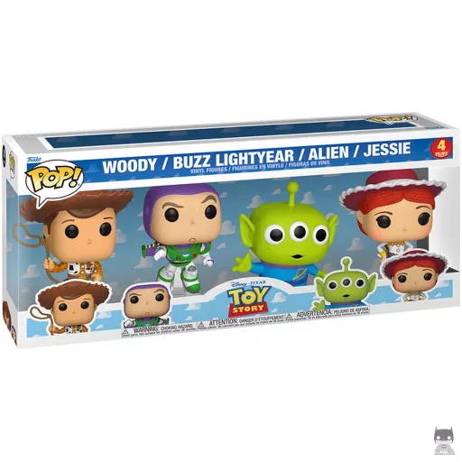 Figurine Funko POP Woody, Buzz l'Eclair, Alien & Jessie (Toy Story)