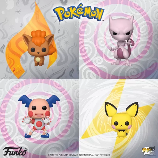 Pokemon : Pichu, MewTwo, Goupix (Vuplix) et Mr. Mime en POP