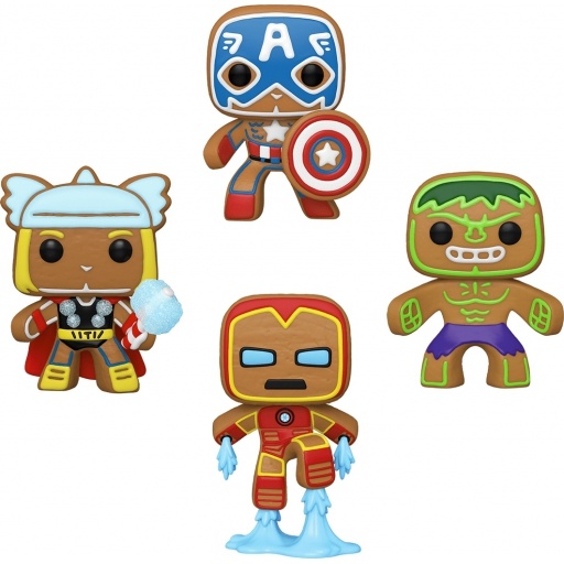 Figurine Funko POP Captain America, Iron Man, Hulk & Thor Pain d'Epices (Glow in the Dark) (Marvel Comics)