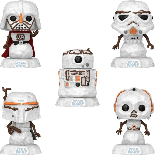 Figurine Funko POP Dark Vador, Stormtrooper, Boba Fett, C-3PO & R2-D2 Bonhommes de neige