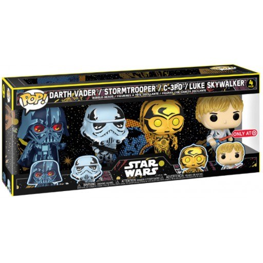 Dark Vador, Luke Skywalker, C-3PO & Stormtrooper