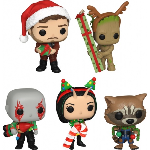 Figurine Funko POP Star-Lord, Groot, Drax, Mantis & Rocket (Les Gardiens de la Galaxie Spécial Noël)