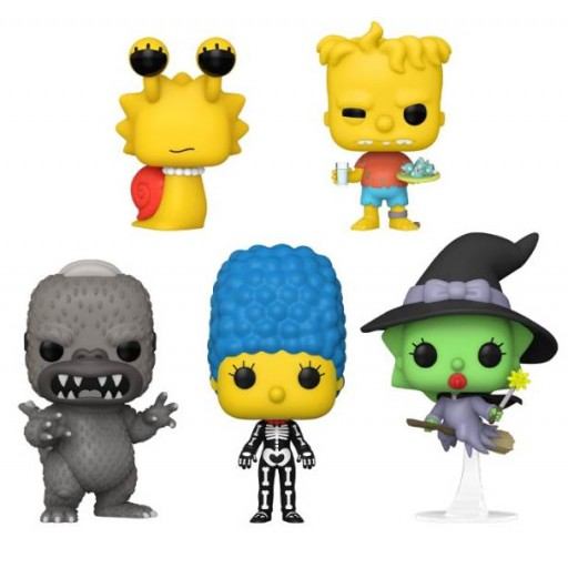Figurine Funko POP Lisa en Escargot, Jumeau Bart, Homerzilla, Maggie Sorcière & Marge Squelette (Les Simpson)