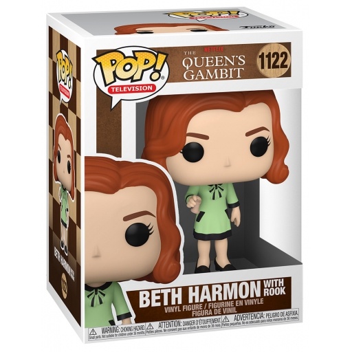 Beth Harmon avec la Tour dans sa boîte