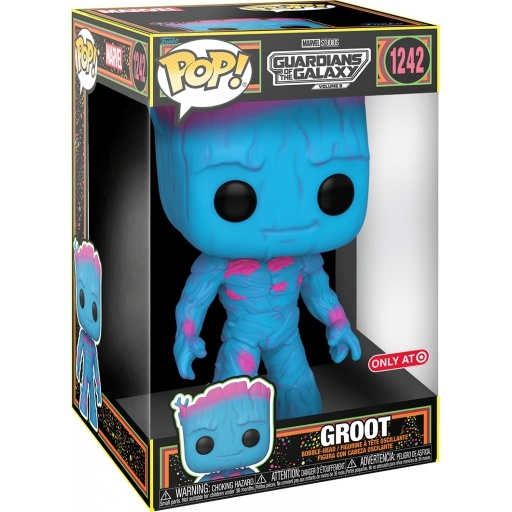 Groot (Blacklight) dans sa boîte
