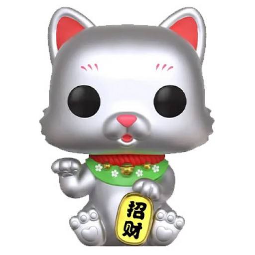 Figurine Chat Chanceux (Argent Metallic) (Lucky Cat)