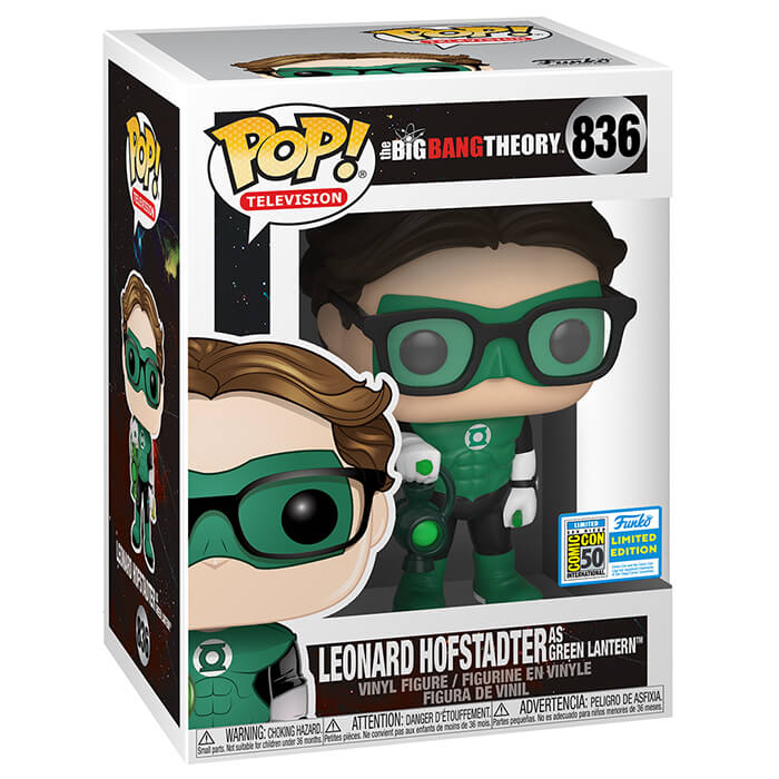 Leonard Hofstadter en Green Lantern dans sa boîte