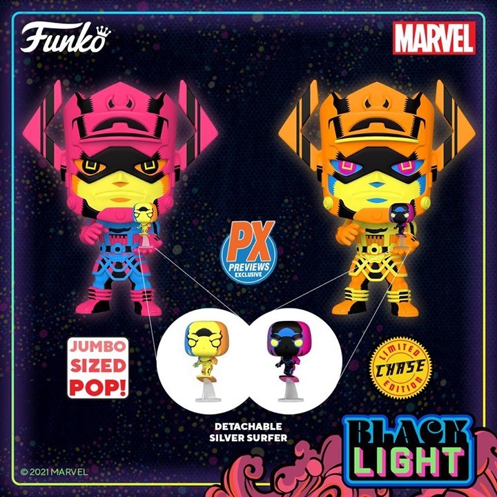 Deux POP de Galactus (Marvel) en Black Light