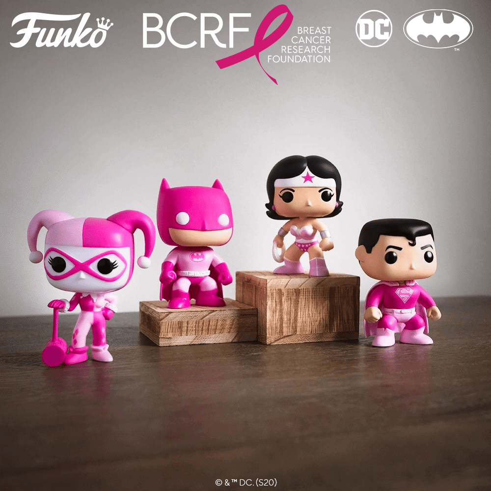 Recherche contre le cancer : les figurines POP de DC en rose